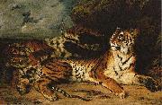 Eugene Delacroix A Young Tiger Playing with its Mother oil painting reproduction
